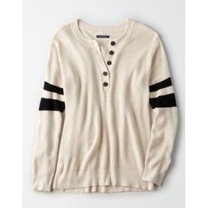 AE Varsity Stripe Henley Pullover Sweater